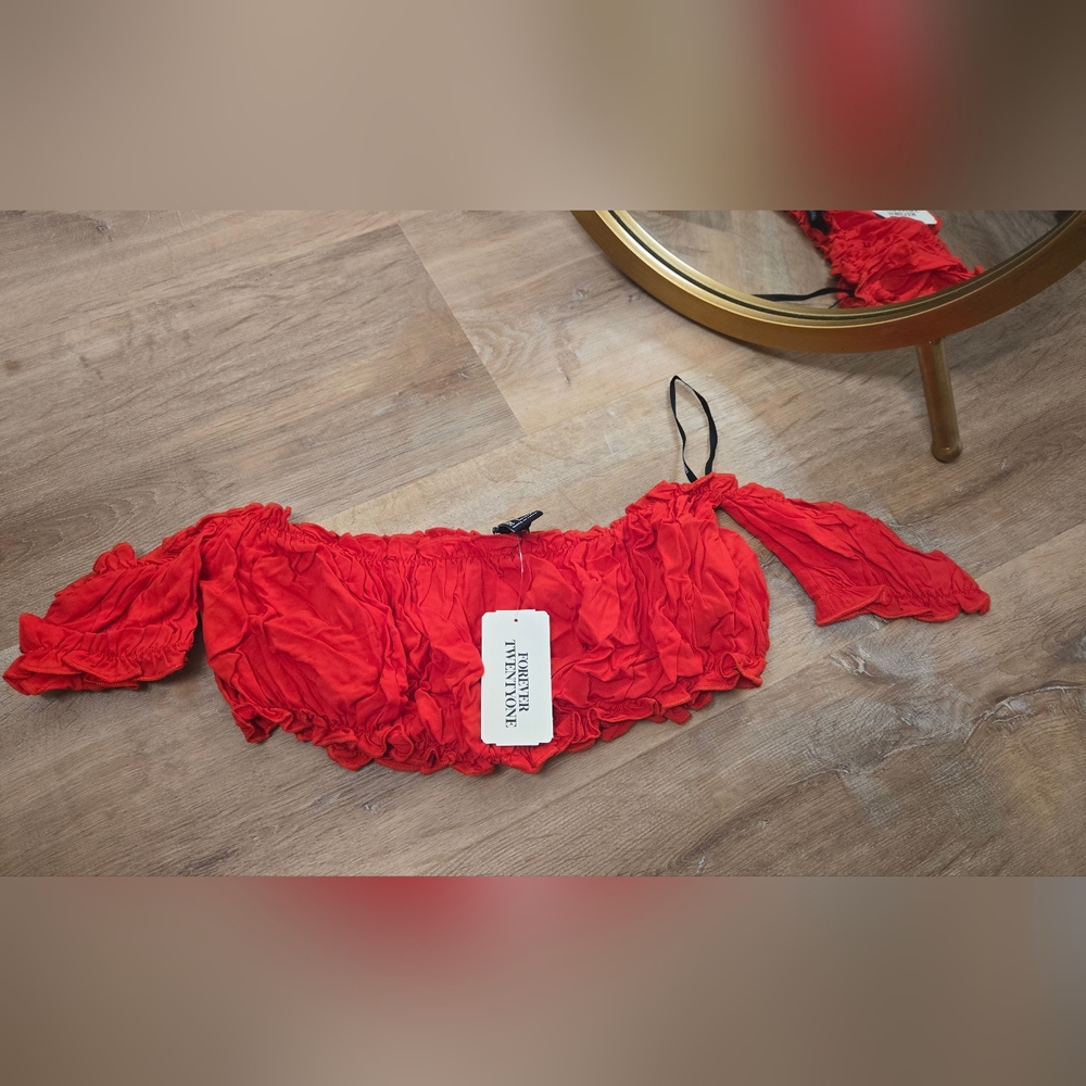 Forever 21 Scarlet Ruffle Crop Top